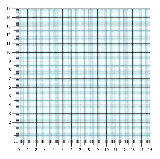 Vektor vektordarstellung von ecklinealen aus isoliertem weißem hintergrund. blaues plot-millimeterpapier-raster. vertikale und horizontale messskalen. millimeter-millimeterpapier-rastervorlage