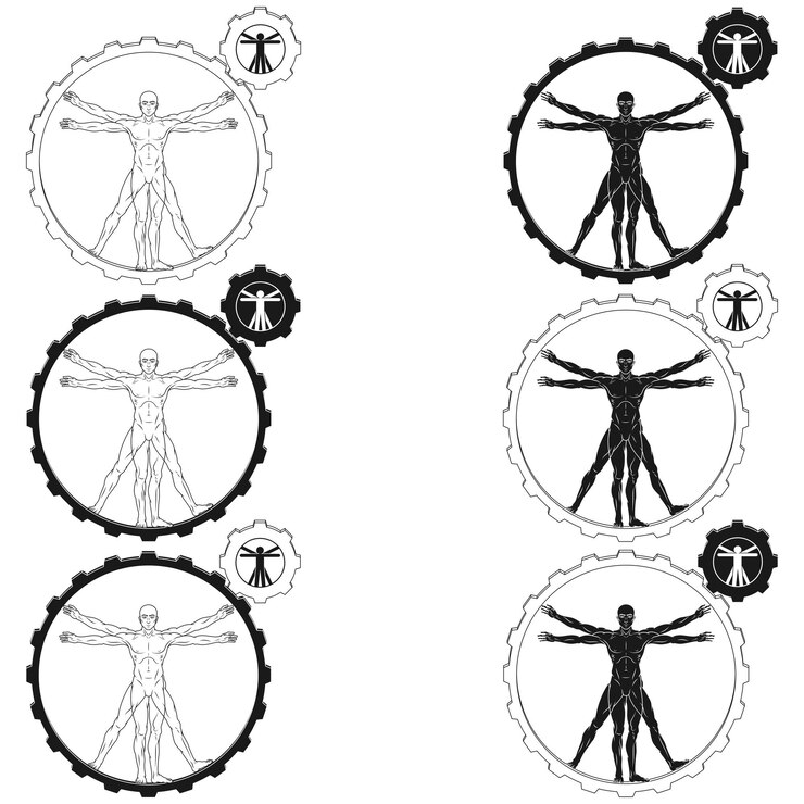 Vektordesign der menschlichen Anatomie mit Ausrüstung