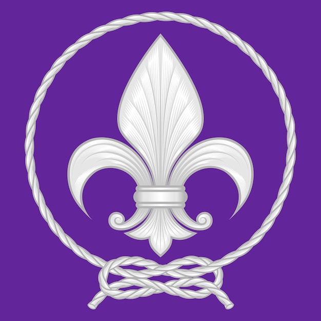 Vektordesign einer fleur de lis, umgeben von einem verschlungenen seil