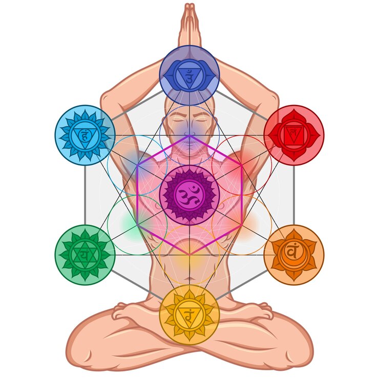 Vektordesign eines Mannes, der Yoga macht
