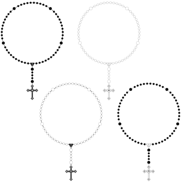 Vektordesign eines Rosenkranzes mit Kreuz