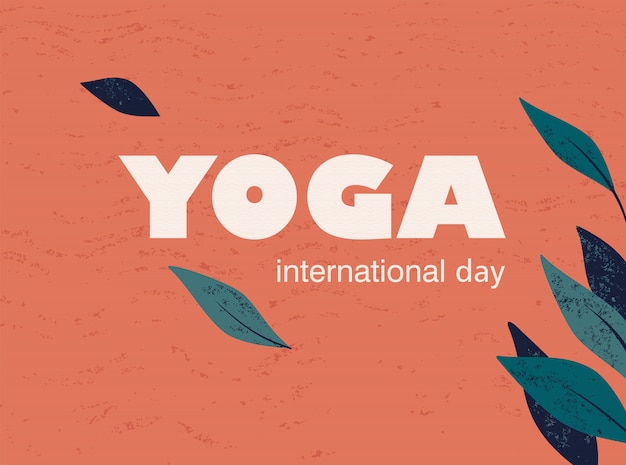 Vektordesign für internationalen yogatag mit blättern.