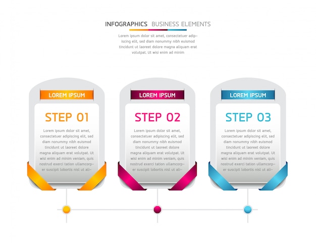 Vektorelemente für infografik. präsentation und diagramm. schritte oder prozesse. 3 schritte.