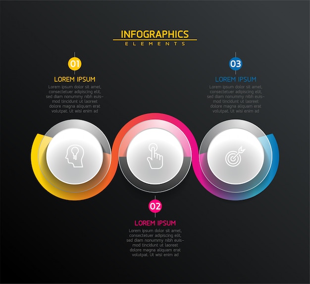 Vektorelemente für infografik. präsentation und diagramm. schritte oder prozesse. 3 schritte.