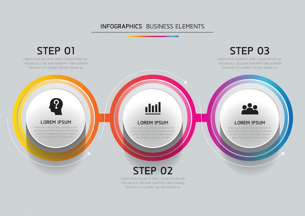 Vektorelemente für infografik. präsentation und diagramm. schritte oder prozesse. 3 schritte.