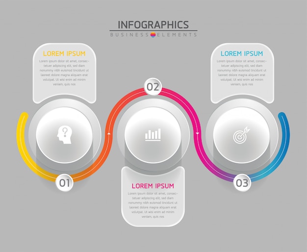 Vektorelemente für infografik. präsentation und diagramm. schritte oder prozesse. 3 schritte.