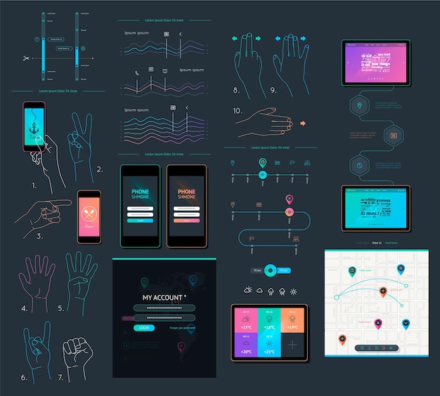 Vektorelemente von infografiken und benutzeroberfläche