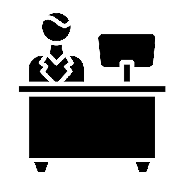 Vektorentwurf des Empfangsdesks-Ikonenstils