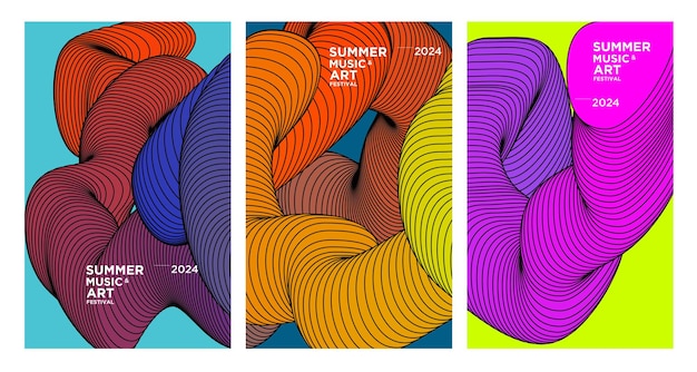 Vektorfarbener abstrakter flüssiger Hintergrund für das Sommerkunst- und Musikfestival 2024