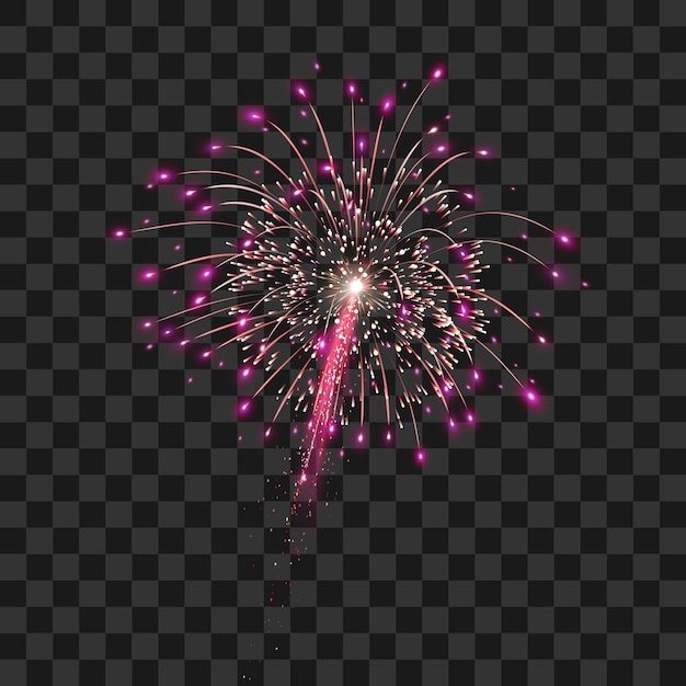 Vektorfeuerwerk-Animation realistisches transparentes Konzept mit Feier-Symbolen Illustration