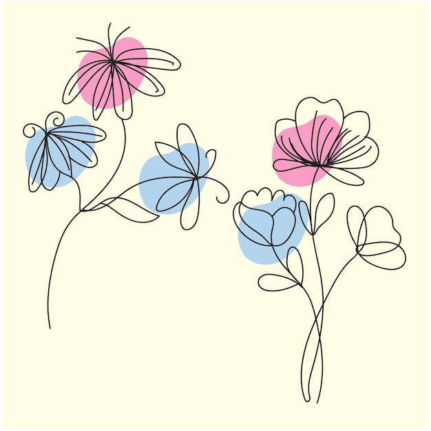 Vektorflach einfache blumenumriss-illustration