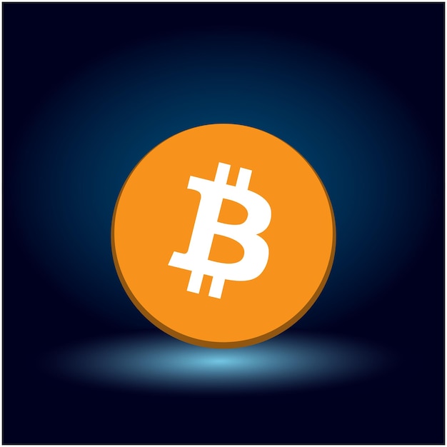Vektorflaches Bitcoin-Symbol auf blauem Hintergrund