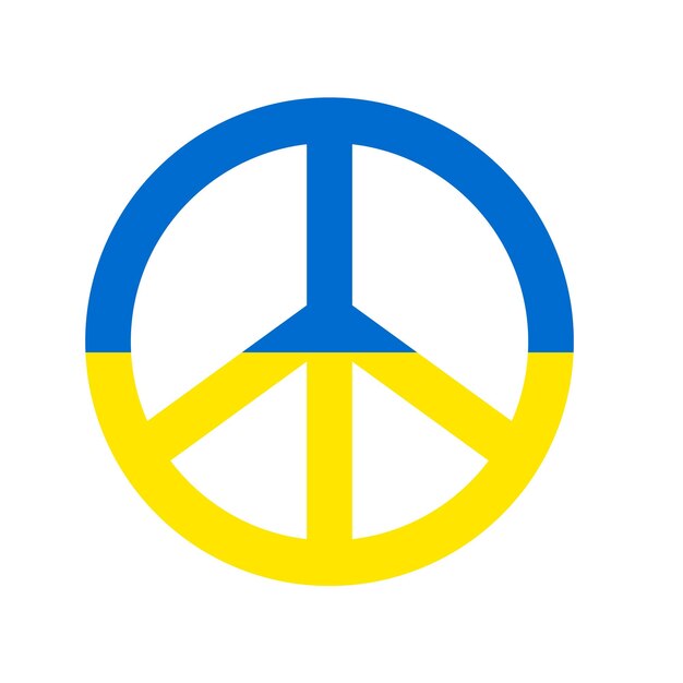 Vektorflaches Friedenszeichen mit ukrainischer Flagge