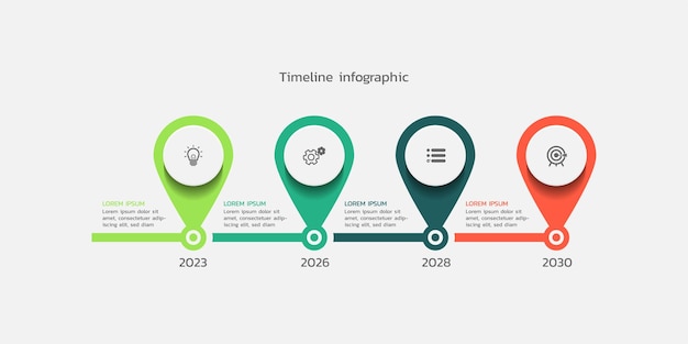 Vektorflaches kreisförmiges diagramm geschäftszeitleiste infografik