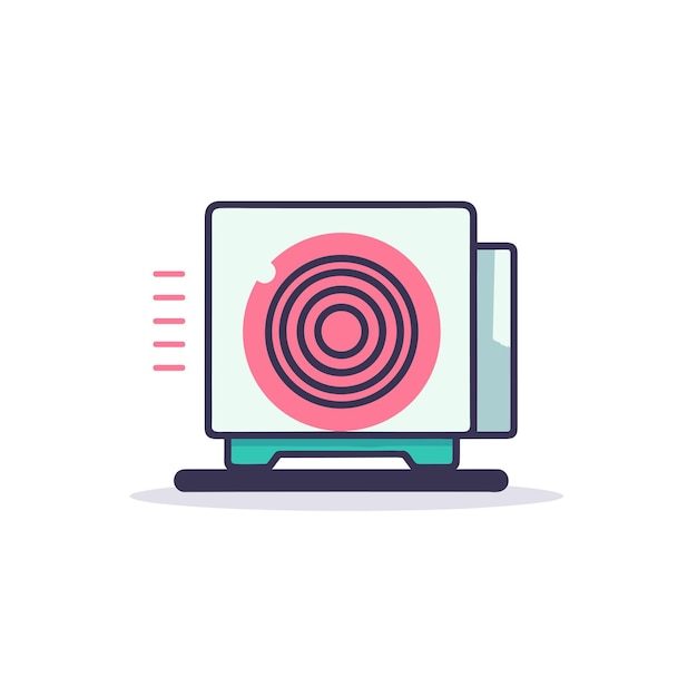 Vektorflaches Symbol eines rosa Kreises auf einem Computerbildschirm in einem modernen und minimalistischen Stil