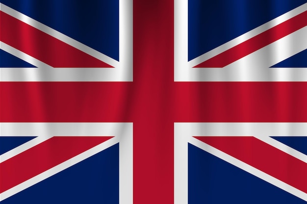 Vektorflagge des Vereinigten Königreichs, wehender Flaggenhintergrund