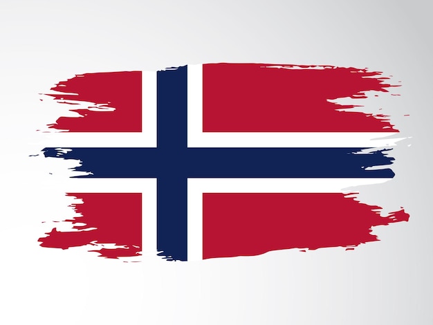 Vektorflagge von norwegen mit einem pinsel gezeichnet