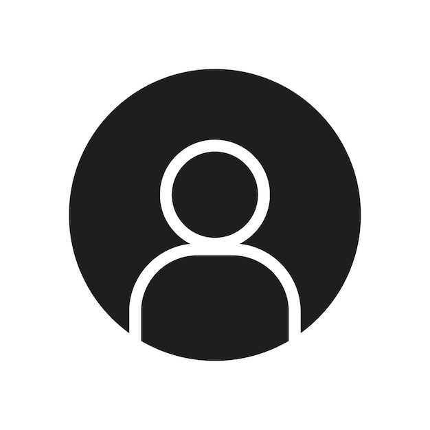 Vektorflat-illustration in weißer farbe in einem schwarzen kreis avatar benutzerprofil person-symbol geschlechtsneutrale silhouette profilbild geeignet für soziale netzwerk-profile ikonen bildschirmschutzx9xa