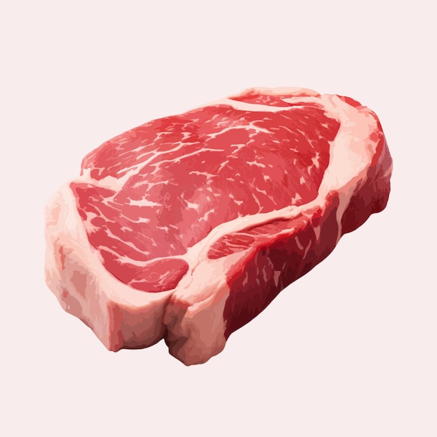 Vektorfreies frisches Rindfleischsteak isoliert auf weißem Hintergrund