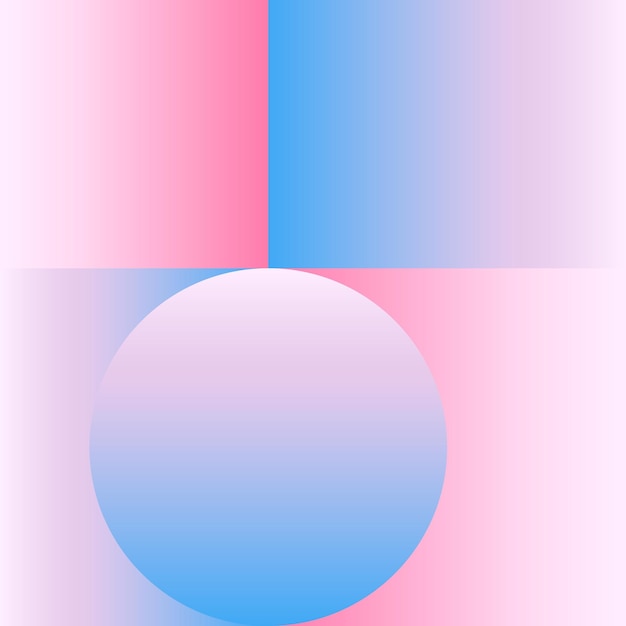 Vektorgeometrischer, glatter, blauer, rosafarbener Hintergrund mit Farbverlauf im Materialdesign-Stil. Einfaches, minimalistisches, farbenfrohes Muster, das auf Raster- und Keyline-Formen basiert. Artwork Business Web Presentation Cover Fabric