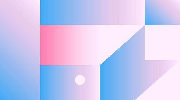 Vektorgeometrischer, glatter, blauer, rosafarbener Hintergrund mit Farbverlauf im Materialdesign-Stil. Einfaches, minimalistisches, farbenfrohes Muster, das auf Raster- und Keyline-Formen basiert. Artwork Business Web Presentation Cover Fabric