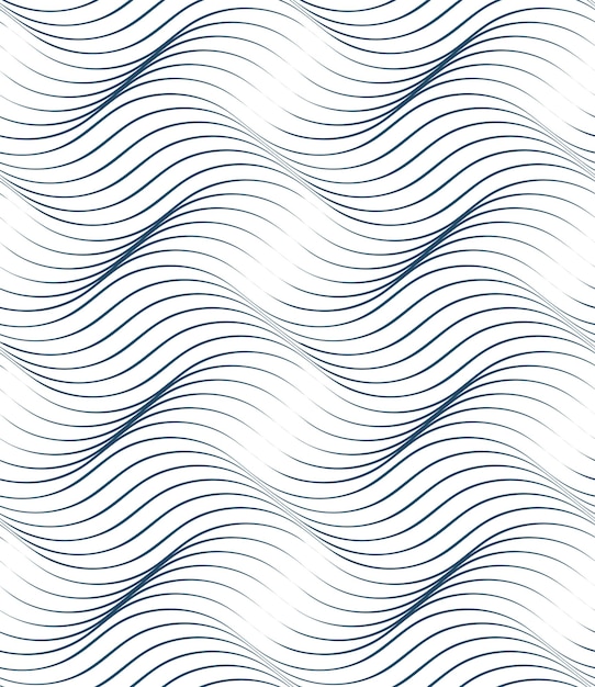 Vektorgeometrisches nahtloses muster, abstrakte endlose komposition mit wellenlinien. schwarz-weißer hintergrund mit dünnen linien.
