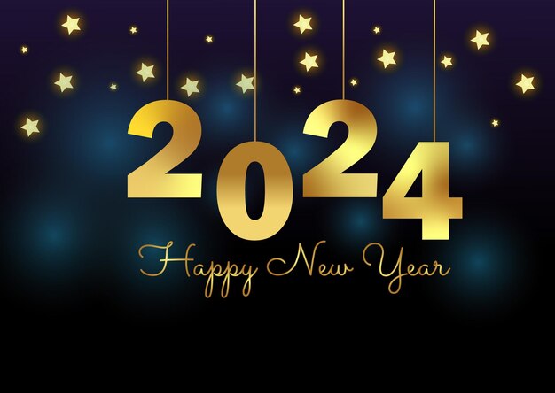 Vektorgoldener Hintergrund mit Neujahrsbuchstaben 2024