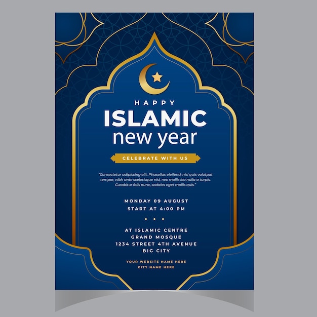 Vektorgradient islamisches neues Jahr vertikale Poster Banner Vorlage