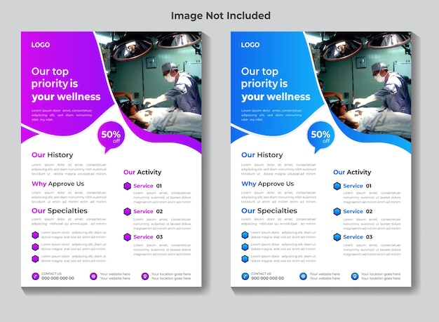 Vektor vektorgradienten-design für medizinische flyer-vorlagen