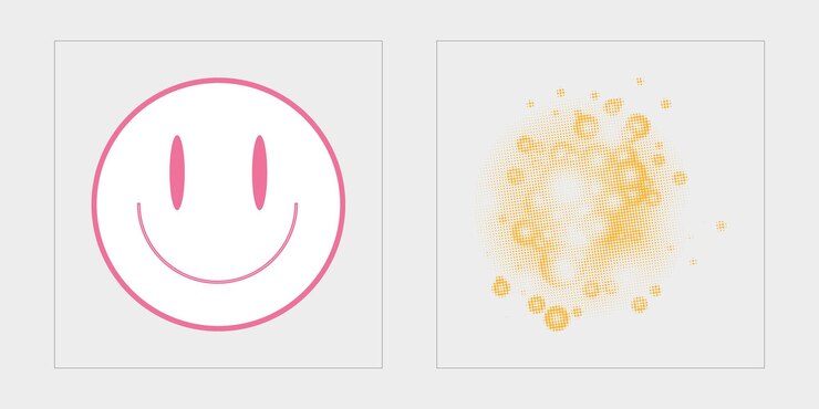 Vektor vektorgrafik assets set rave psychedelisches retro-futuristisches set flache minimalistische symbole