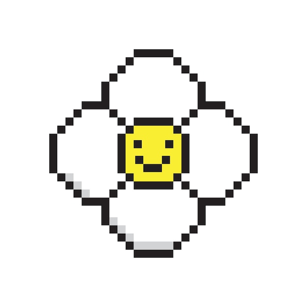 Vektorgrafik des niedlichen Pixel-Art-Blumensymbols Daisy Geek-Element im Stil des Spiels der 90er Jahre