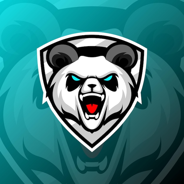 Vektorgrafik-illustration eines wütenden pandas im esport-logo-stil, perfekt für spielteams oder produkte