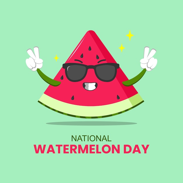 Vektor vektorgrafik von lustiger wassermelone mit sonnenbrille karikatur geeignet für den nationalen wassermelontag