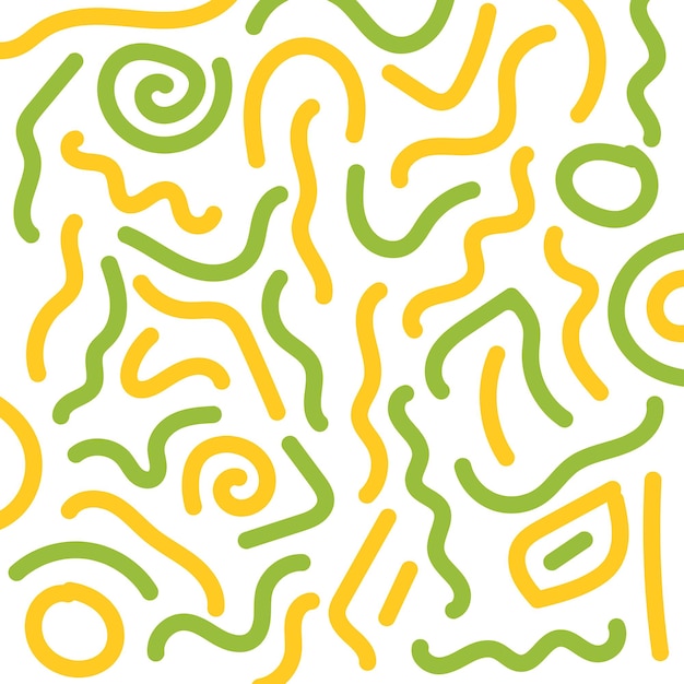 Vektorgrünes und gelbes zufälliges handgezeichnetes schrägmuster für die hintergrundtapetenverpackung