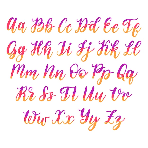 Vektorhandbeschriftungsalphabet. Kalligrafie-Schriftbuchstaben auf weißem Hintergrund.