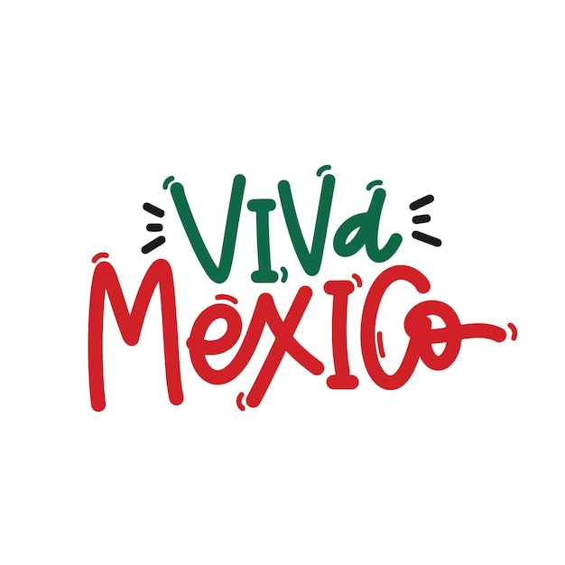 Vektorhandgezeichnete Illustration Schriftzüge Viva Mexiko Idee für eine Posterpostkarte Eine Grußkarte für Viva Mexiko