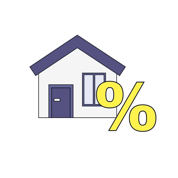 Vektorhaus mit prozenten lokalisiert auf einem weißen hintergrund