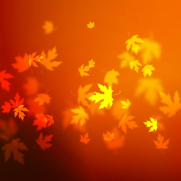 Vektorherbstlaub-hintergrunddesign, unfocused unscharfe rotahornblattillustration