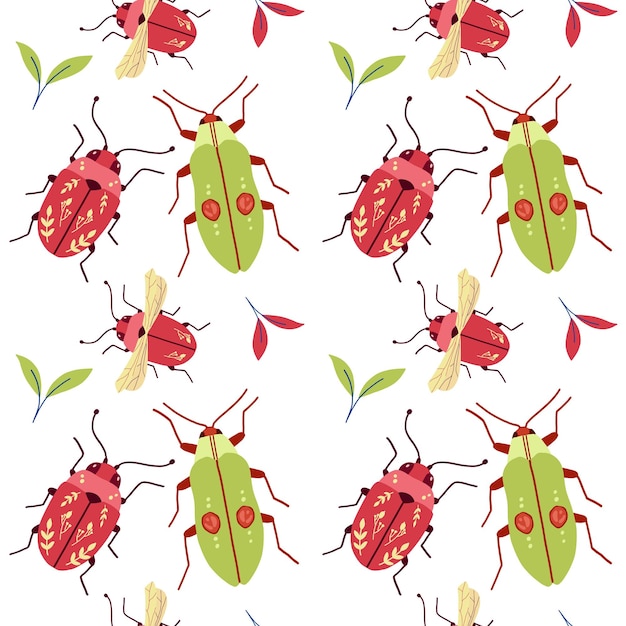 Vektorhintergrund mit handgezeichneten insektenillustrationen schwarzer schmetterling zikade käfer käfer libelle zeichnung entomologisches nahtloses muster