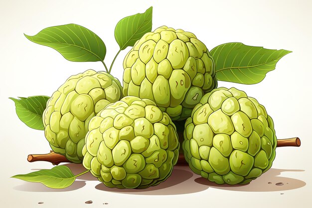 Vektor vektorillustration annona cherimoya süße vanillesoße tropische früchte