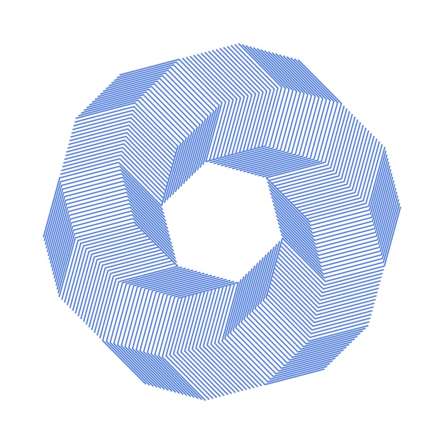 Vektor vektorillustration blauer sechseckiger linien op-art. abstrakte optische täuschung hexagon strichzeichnungen.