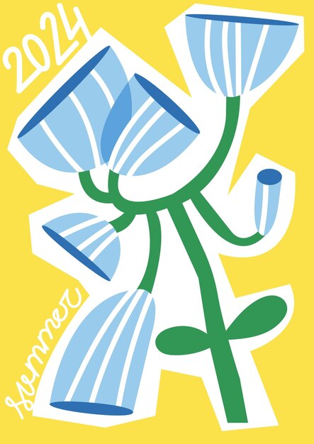 Vektor vektorillustration botanisches poster mit bluebellblumen kunst für postkarten wandkunst banner