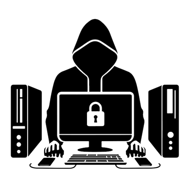 Vektorillustration der Computer-Hacker-Silhouette