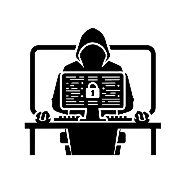 Vektorillustration der Computer-Hacker-Silhouette