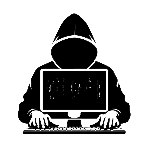 Vektorillustration der Computer-Hacker-Silhouette