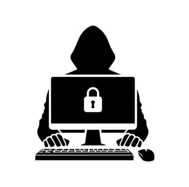 Vektorillustration der Computer-Hacker-Silhouette