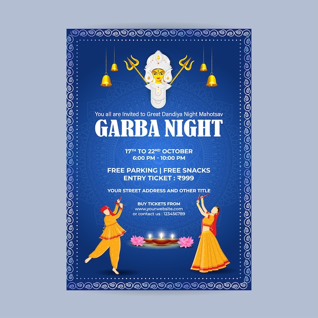 Vektorillustration der Dandiya Night Invitation Social-Media-Feed-Vorlage