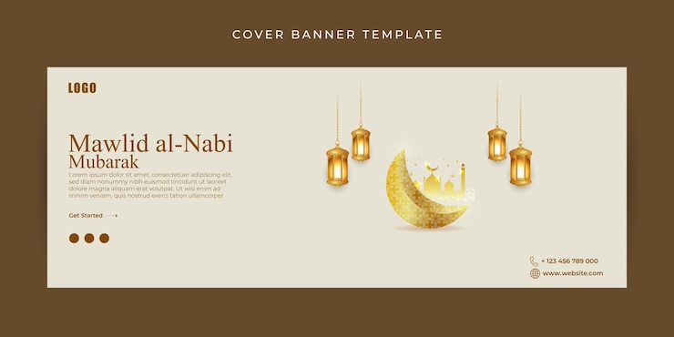 Vektor vektorillustration der eid e milad un nabi facebook-cover-banner-mockup-vorlage
