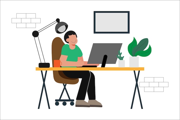 Vektorillustration der Frau bei der Arbeit