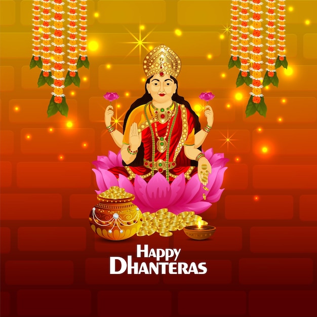 Vektorillustration der göttin laxami für glückliche dhanteras